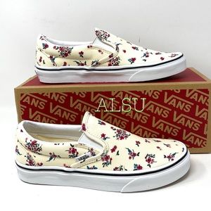VANS Classic Slip On Ditsy Floral White Women’s Sneakers Size VN0A4U3816Z